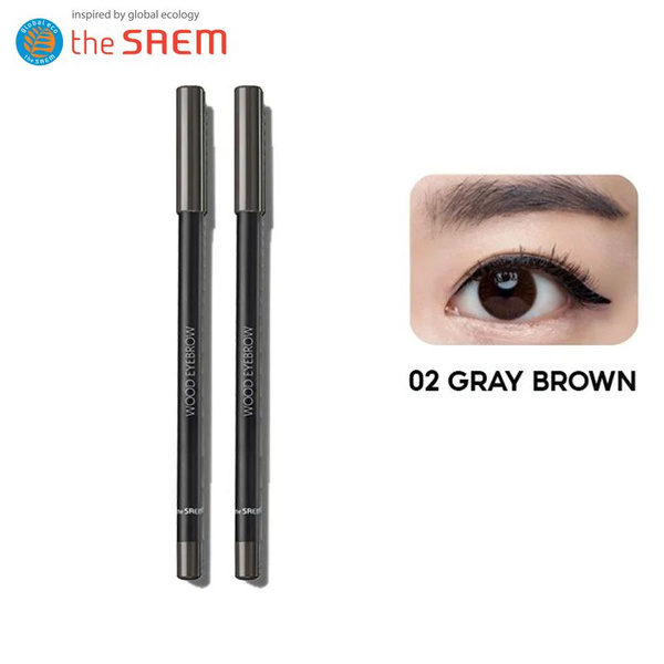 2 шт The Saem Карандаш для бровей Saemmul Wood Eyebrow (#02 Gray Brow ...