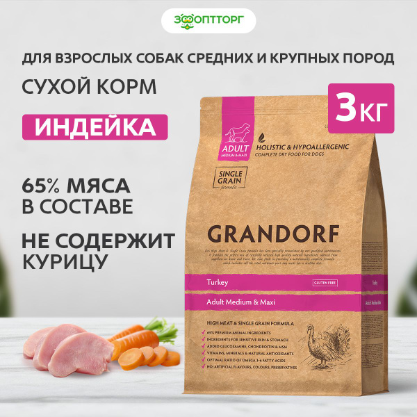 Сухой корм Grandorf Adult Medium & Maxi для взрослых собак средних и ...