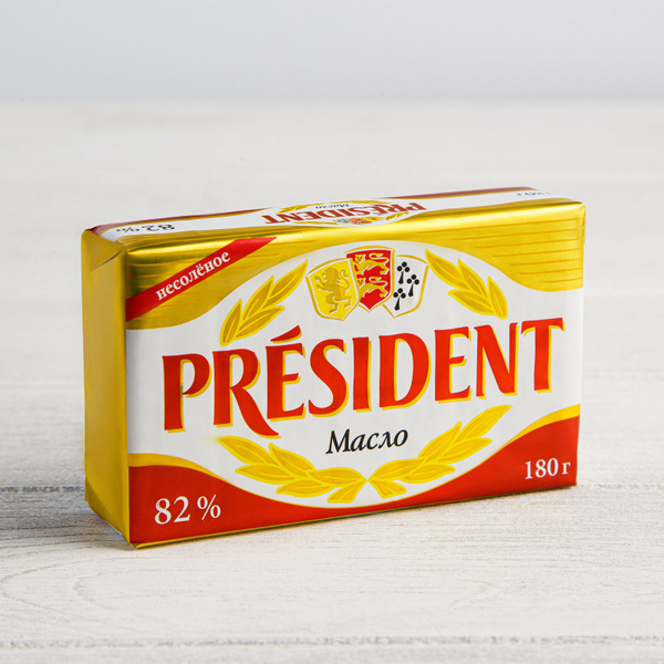 Сливочное масло 82% 180 г, President купить на OZON по низкой цене ...