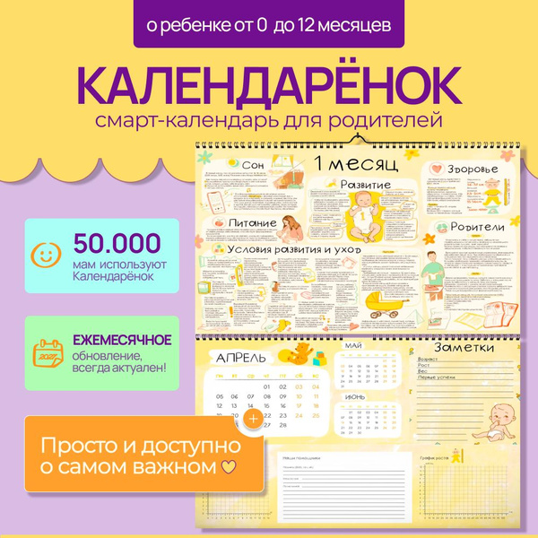 Календарёнок: календарь книга о развитии ребенка от 0 до года, детский ...