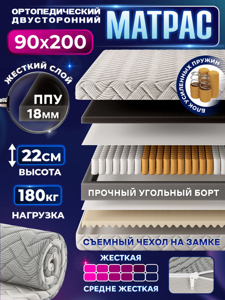 Матрас AMI MEBEL Хард, Независимые пружины, 90x200 см купить c ...