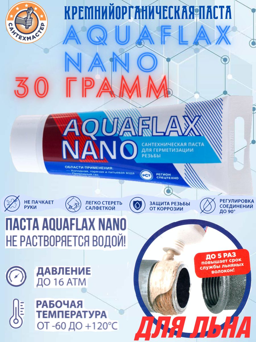 Уплотнительная паста Aquaflax nano тюбик 30 гр. для льна