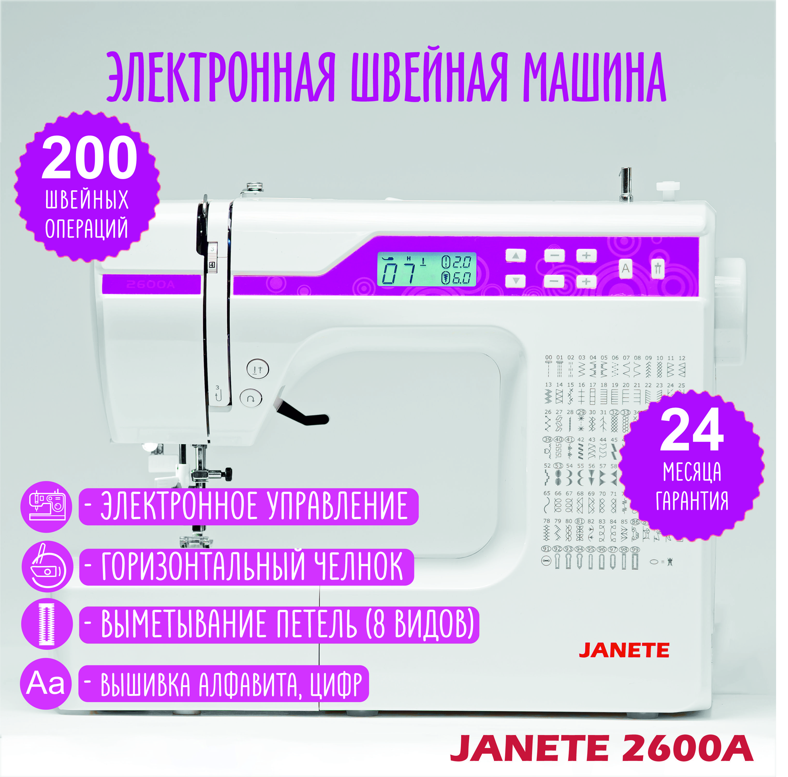 Швейная машина JANETE 2600 - купить по низким ценам с доставкой в  интернет-магазине OZON (1412135192)