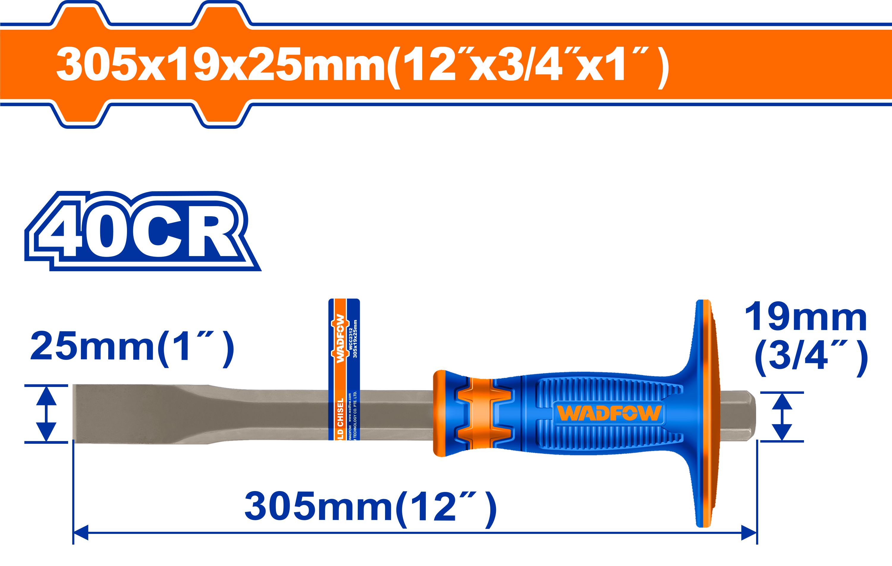 Зубило плоское с протектором 305х16х19 мм WADFOW WCC2312