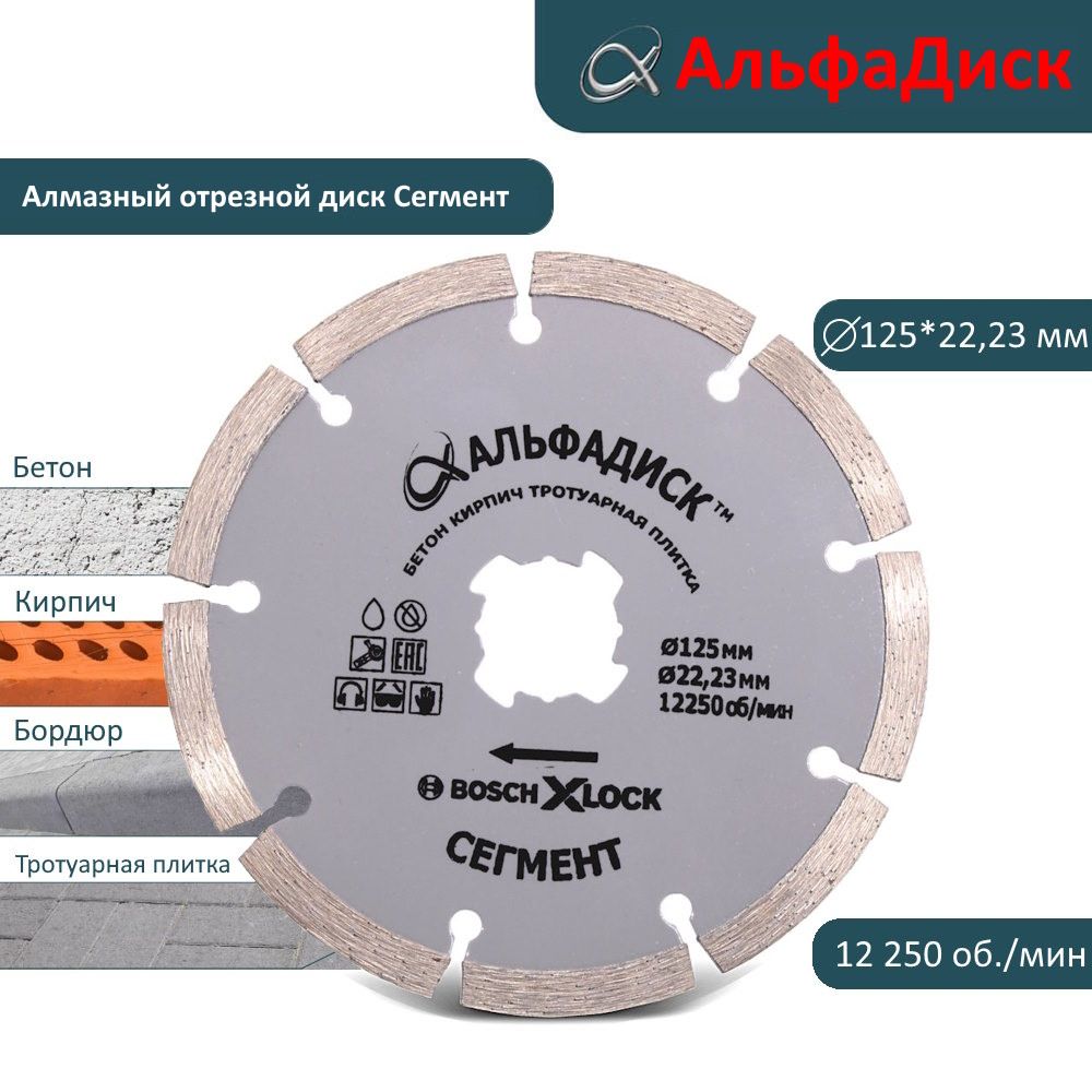 АлмазныйотрезнойАльфаДискСегмент125ммX-lock5009