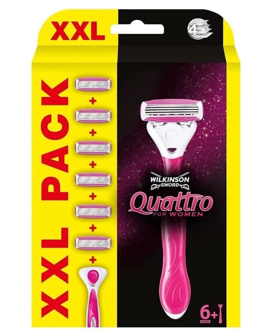 Бритвенный женский станок Wilkinson Sword Quattro for Women + сменные кассеты 6 шт.