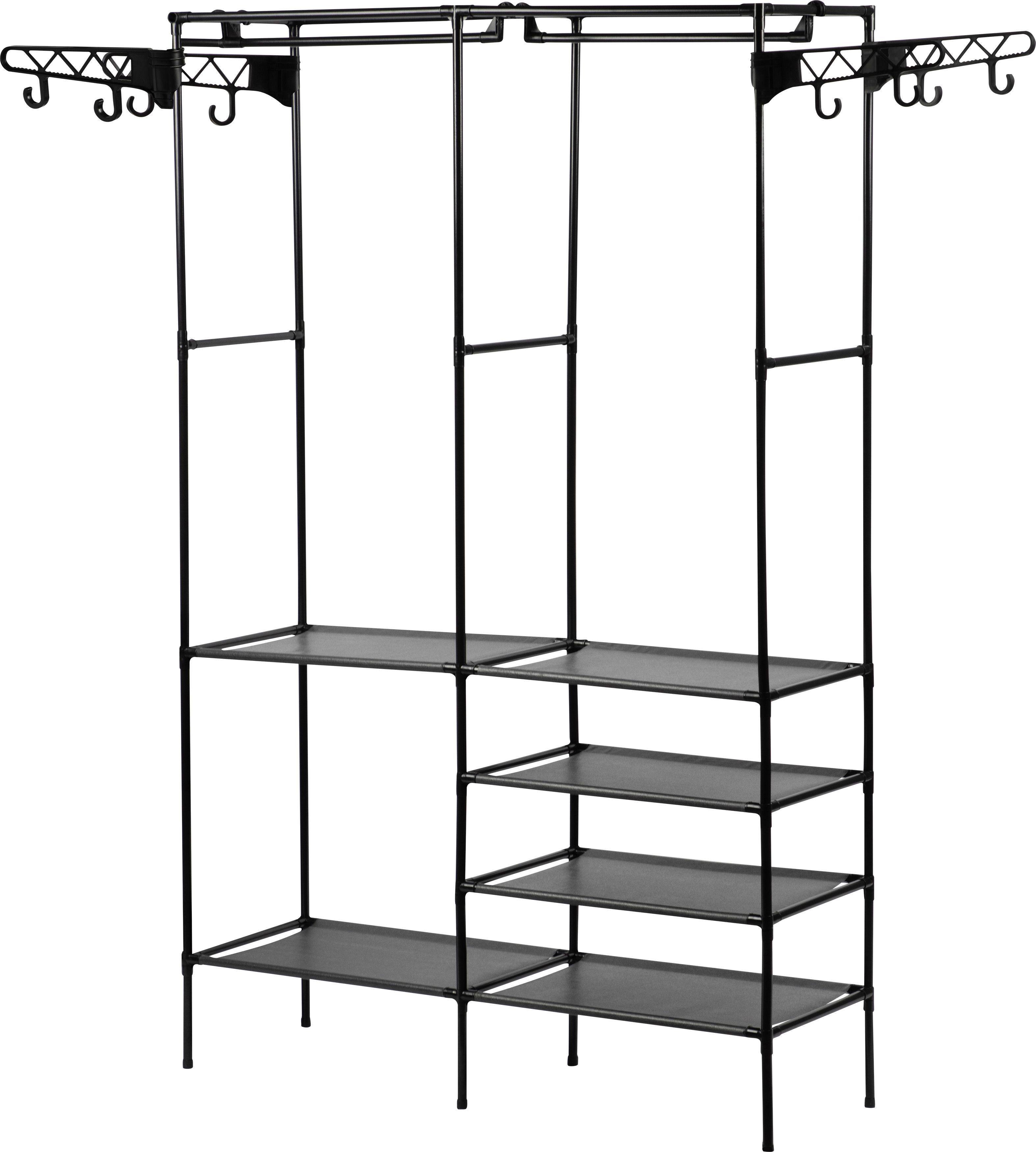 Вешалканапольнаядляодежды,стойкадляодеждысполками,шкаф,черный170*107*36см