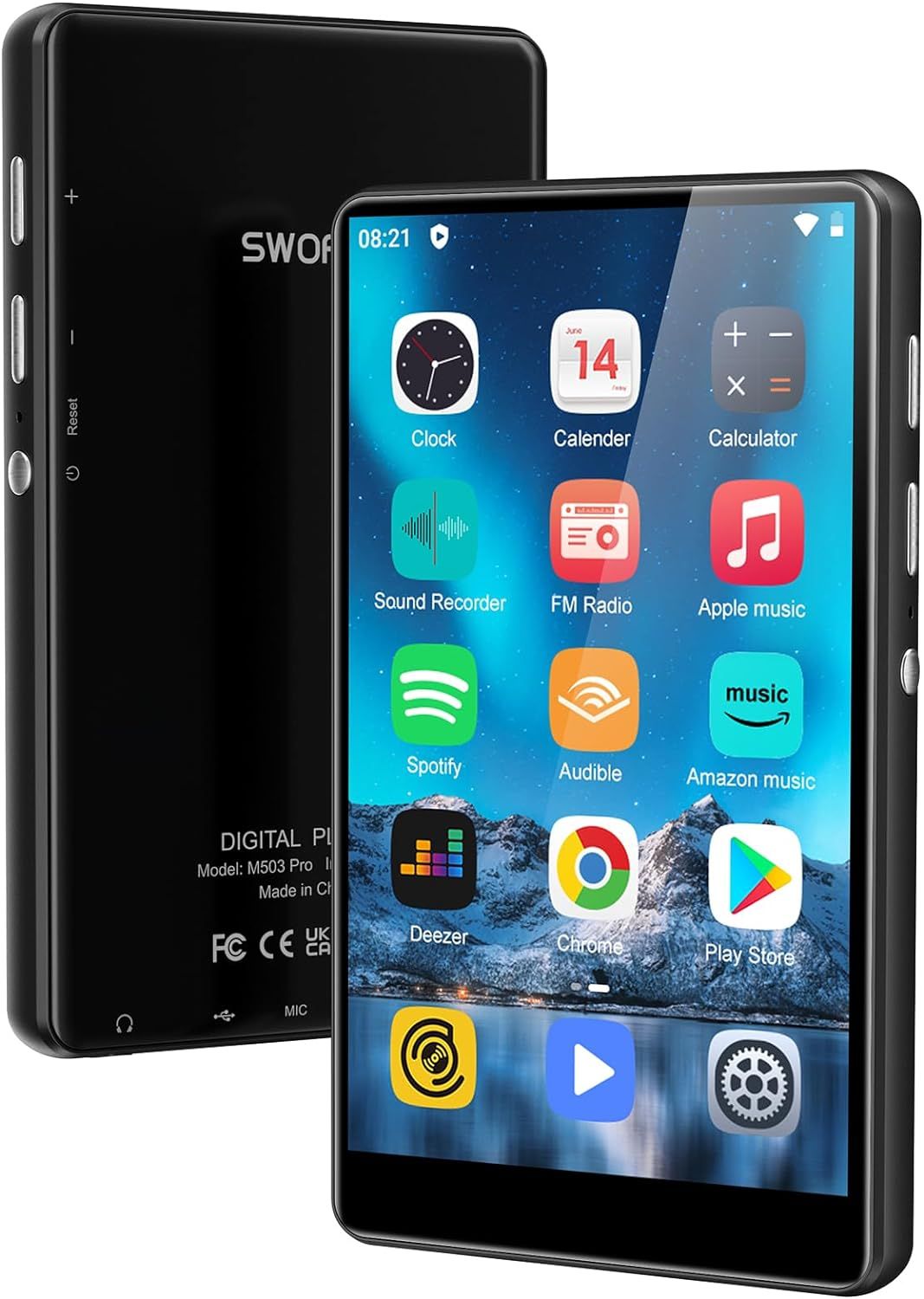 SWOFYMP3-плеерAndroid9.0SWOFY80GBMP3MP4плеерсBluetoothиWiFi,4.0-дюймовыйсенсорныйэкран,портативныйцифровойстереоплеерсFM-радио,диктофон,электроннаякнигаибраузер(черный)64ГБ,разноцветный