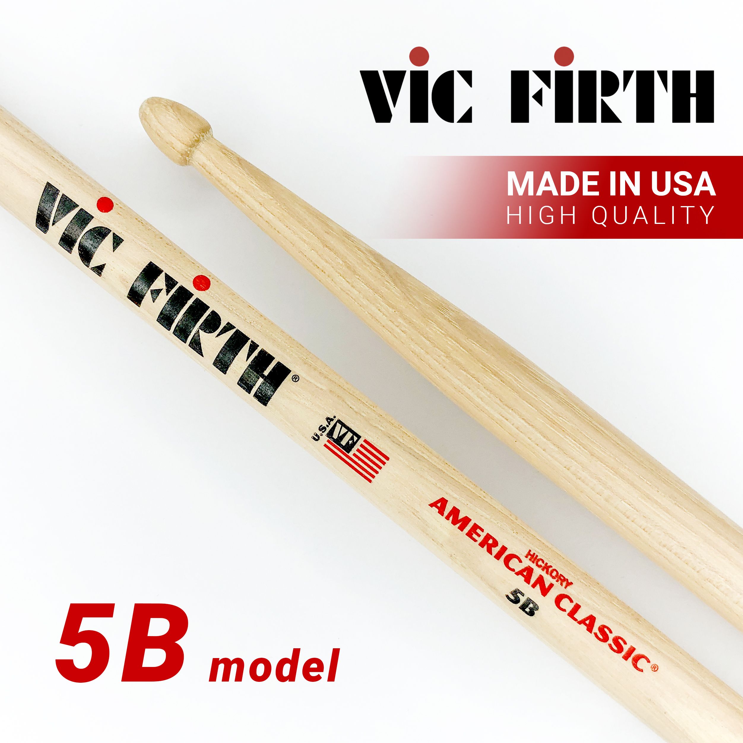 Барабанные палочки Vic Firth American Classic Drumsticks - 5B - Wood Tip