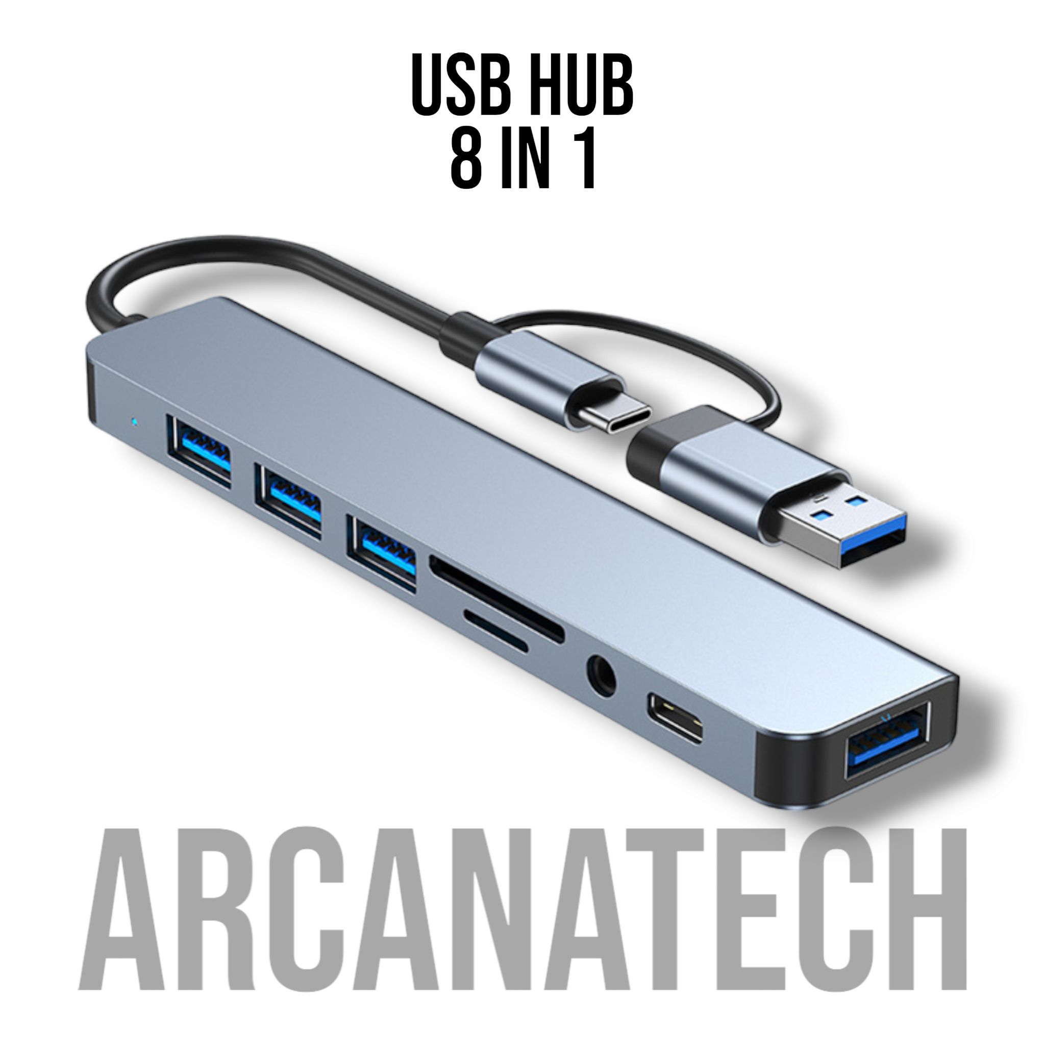 USB концентратор 8 в 1, USB HUB, USB-разветвитель 3.0