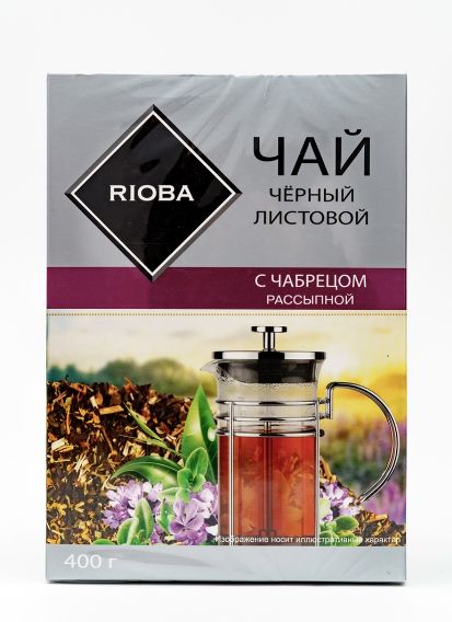 Чай чёрный листовой с чабрецом RIOBA, рассыпной, 400 г