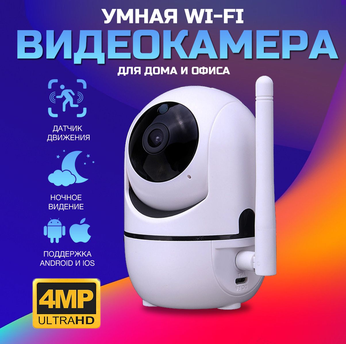 Беспроводная камера видеонаблюдения wifi 2 Мп камера для дома, с обзором 360, ночной съемкой и датчиком движения