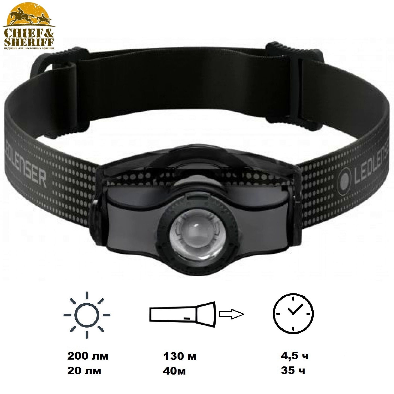 Фонарь налобный Led Lenser MH3, 200 лм, черный, 501597