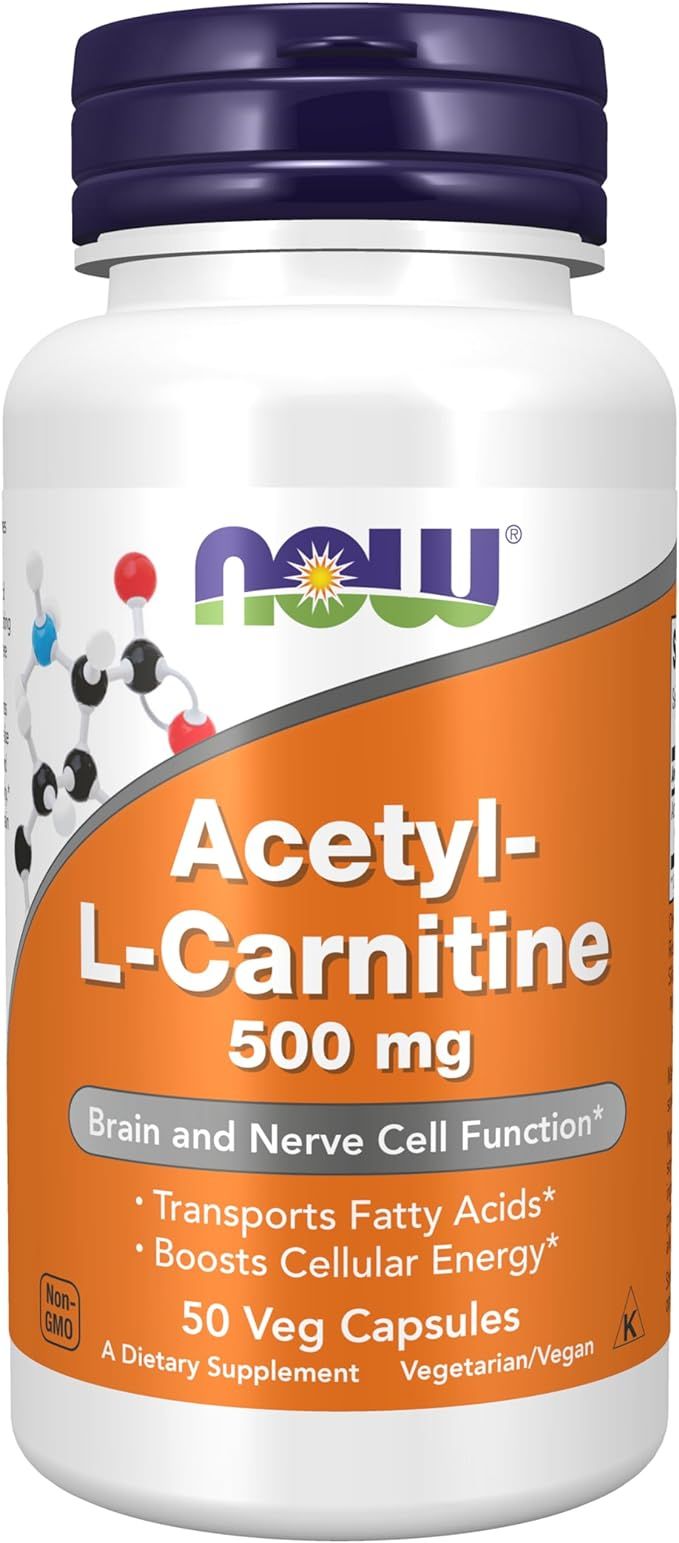 NOW,Acetyl-L-Carnitine,500мг,ацетилкарнитин,50капсул