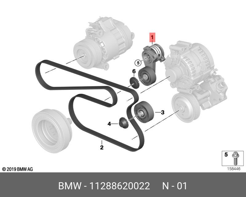 Бмв х5 ремень генератора схема Натяжитель ремня BMW 11288620022 - BMW арт. 11288620022 - купить по выгодной цен