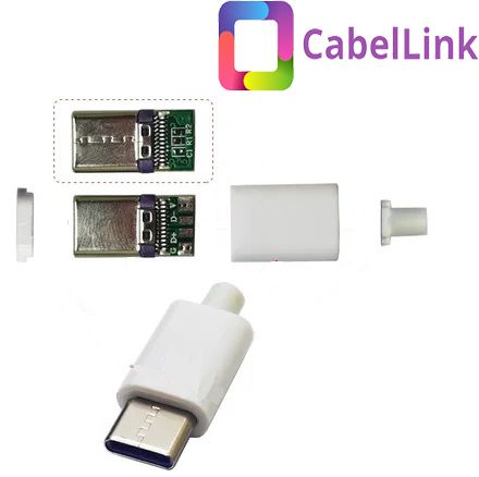 Штекер USB ( type C ) белый на кабель пластик разборный (с передачей данных)