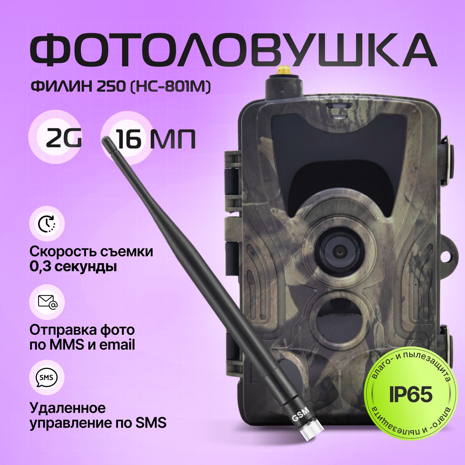 Фотоловушка Сокол 250 с функцией отправки SMS/MMS/2G (HC-801M) /  Видеокамера для охраны, охоты, наблюдения за животными - купить с доставкой  по выгодным ценам в интернет-магазине OZON (1564725400)