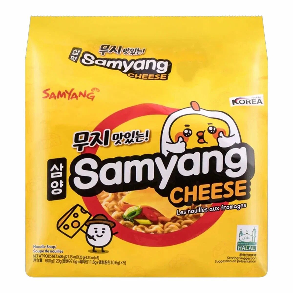 Лапша быстрого приготовления со вкусом сыра Samyang Cheese, 5шт х 120гр, Корея