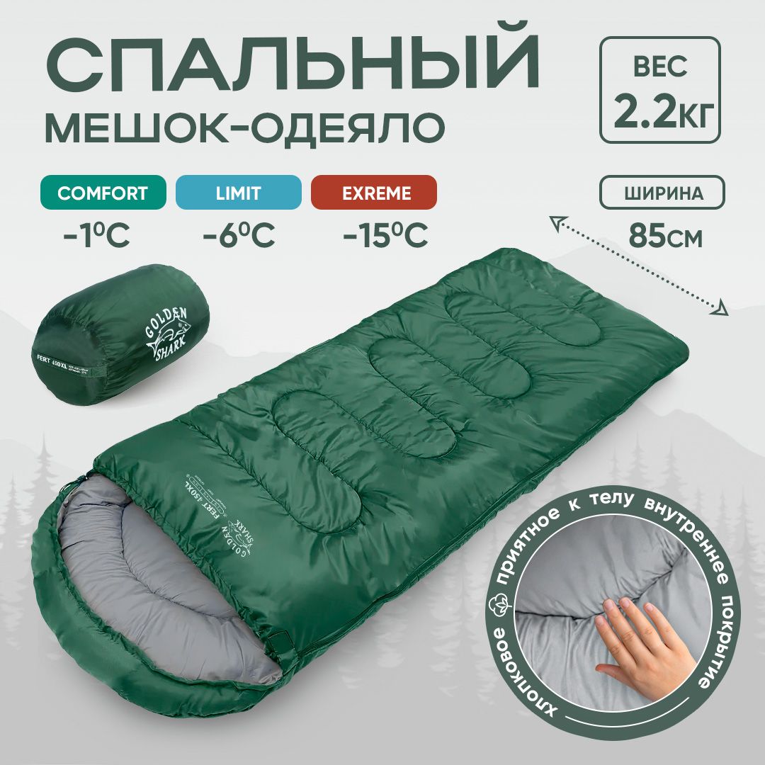 Спальный мешок туристический Golden Shark FERT 450 XL, левая молния