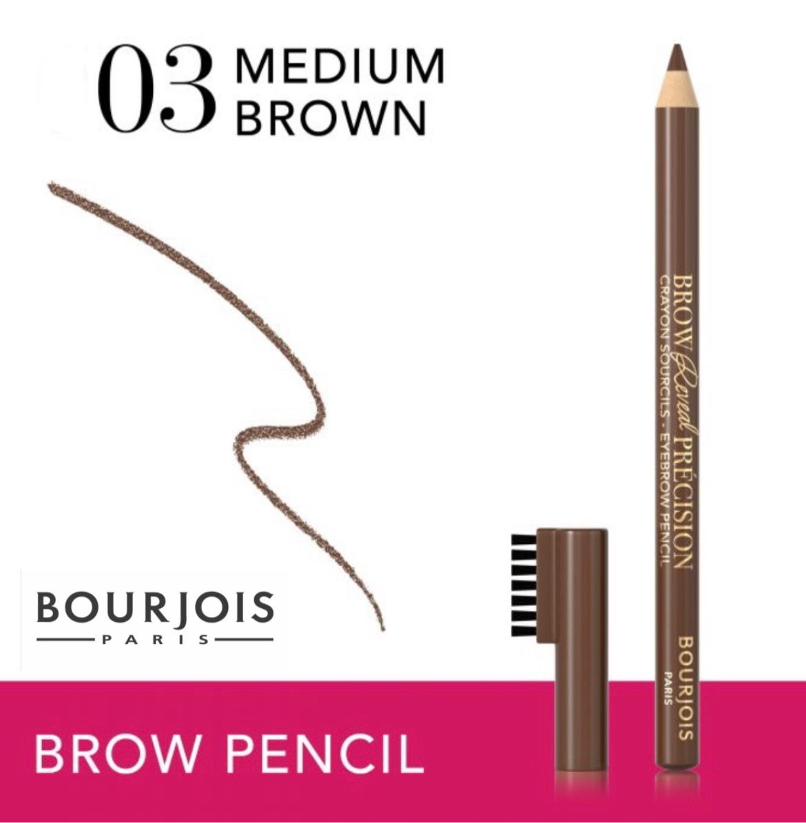 Карандаш для бровей Brow Reveal Precision, 03 Medium Brown, Коричневый