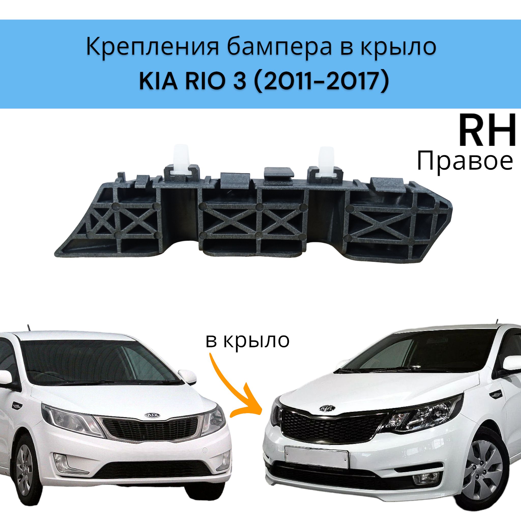 Крепления бампера ПРАВОЕ в крыло Киа Рио 3 KIA RIO (2011-2017)