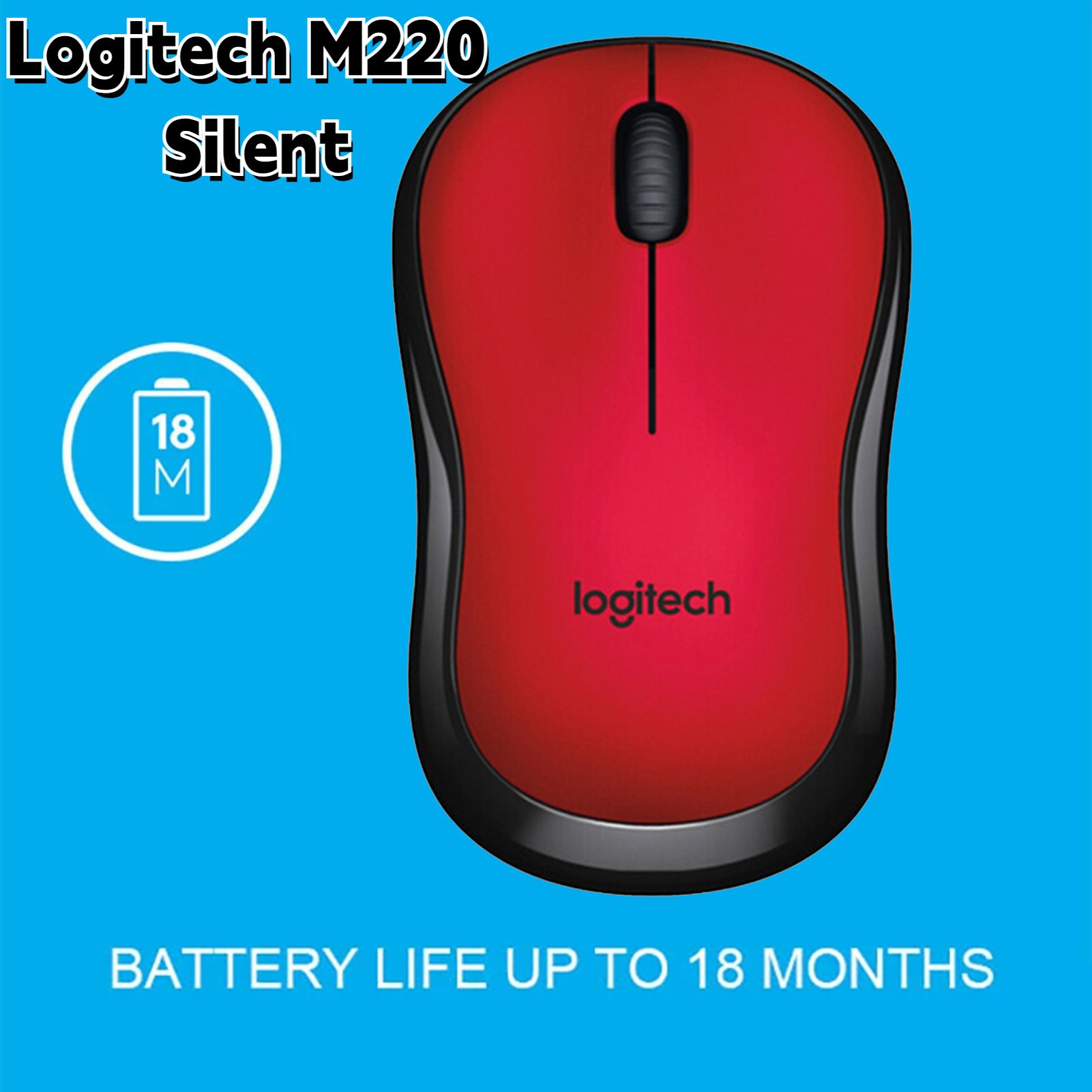 LogitechМышьбеспроводнаяLogitechM220Silent,красный