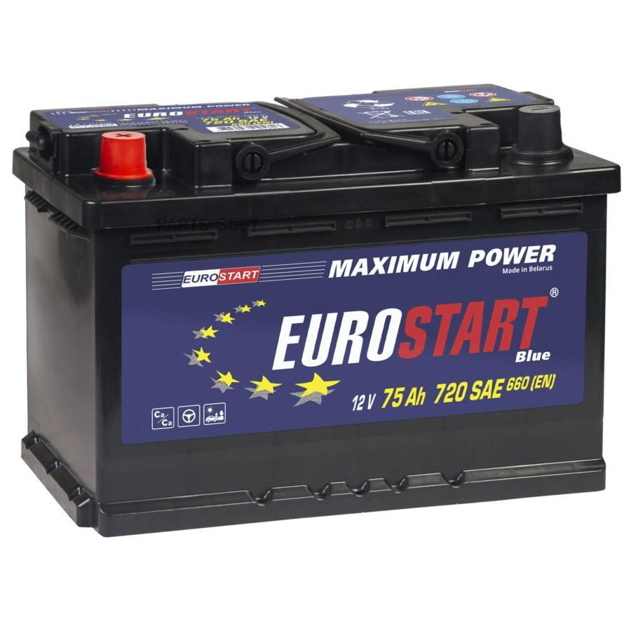 Аккумулятор автомобильный 12v 75 Ah Eurostart Blue L3 75 Ah 640 A прямая полярность 278х175x190 стартерный акб для автомобиля, машины