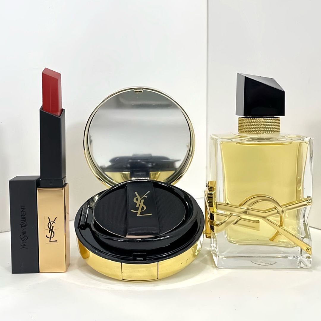 YVES SAINT LAURENT Подарочный набор Love Black Gold из 3 предметов, содержащий помаду 1966#, духи 50 мл, воздушную подушку b10#.