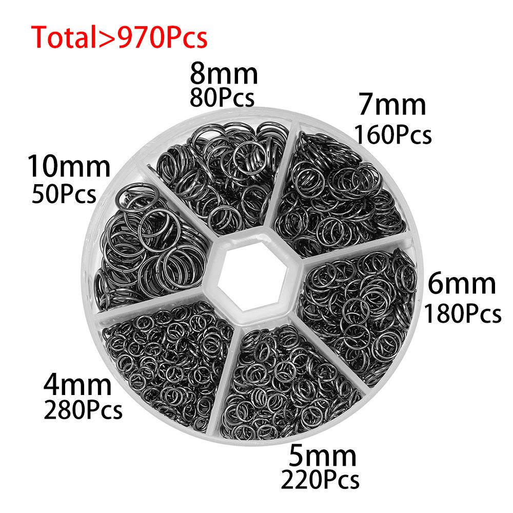 Наборсоединительныхколец,пистолетчёрный,6разныхразмеровизцинковогосплававпластиковойбокс-коробкесиндивидуальнымиячейкамидлябижутериииручныхтворческихработ