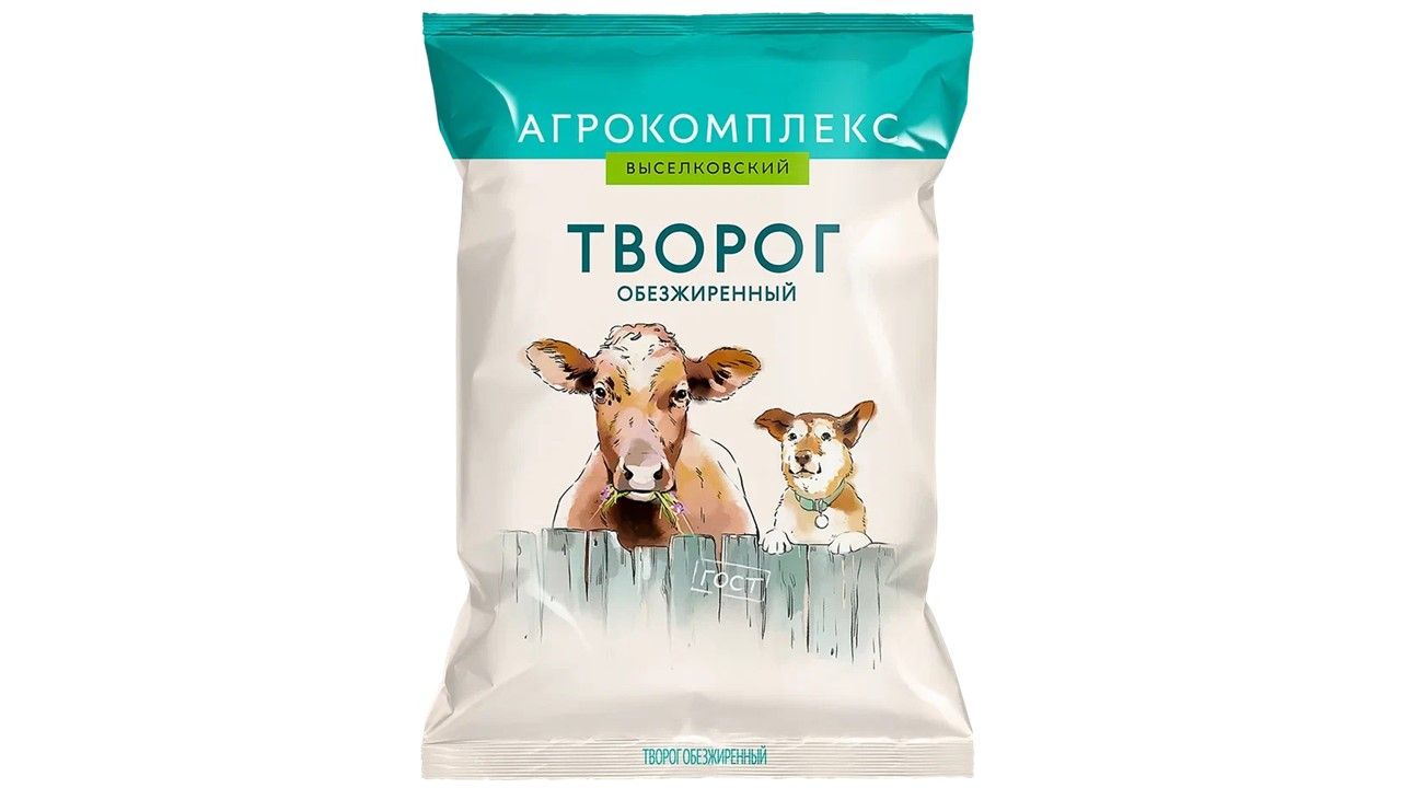 Творог обезжиренный 0,05%, 180 г, Агрокомплекс