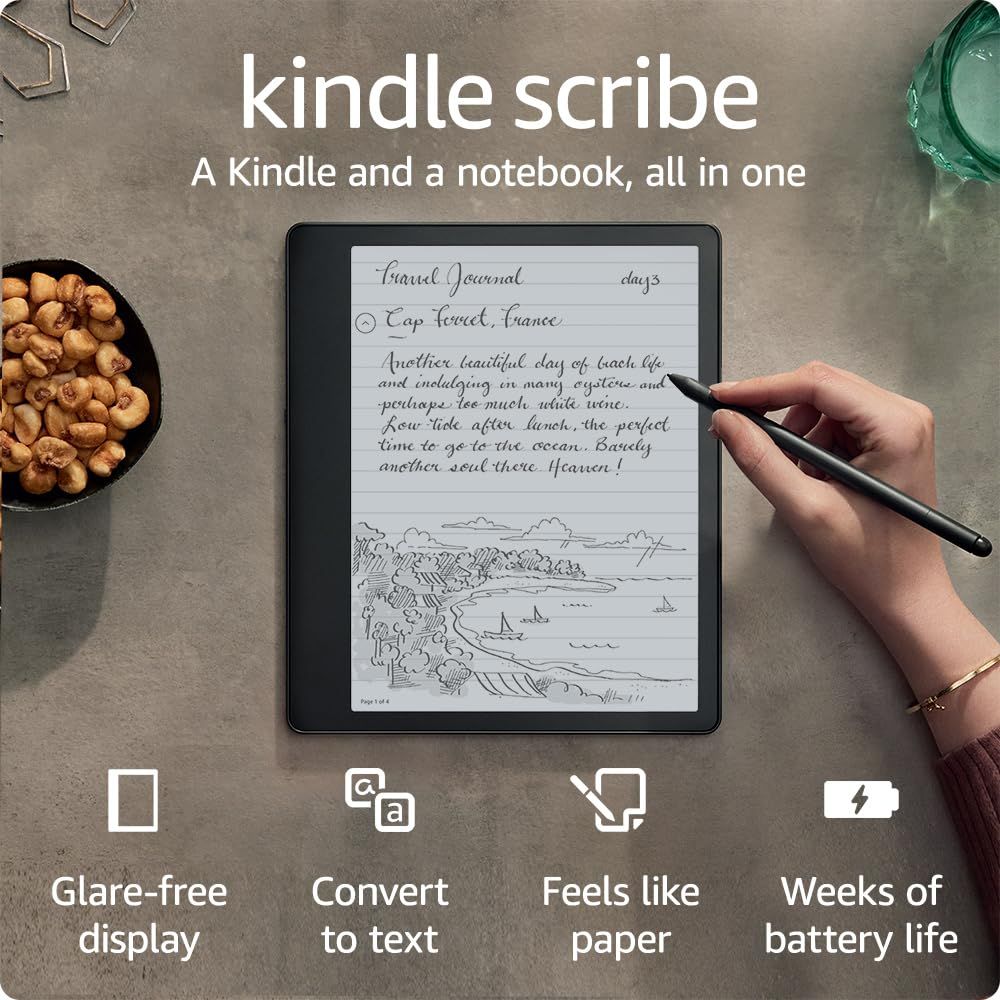 Amazon10.2"ЭлектроннаякнигаKindleScribe,черныйматовый,хром