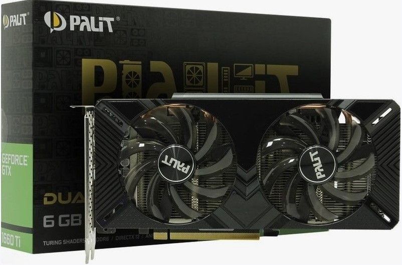 PalitВидеокартаGeForceGTX1660TiGTX1660Ti1xDVI1xHDMI1xDPGDDR66ГБ(NE6166T018J9-1160CBoxRetail)