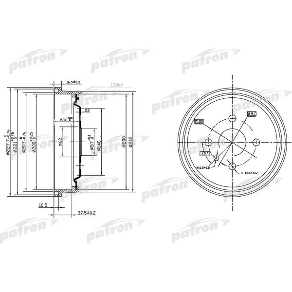 Барабан тормозной задн PATRON PDR1118, oem 0568053