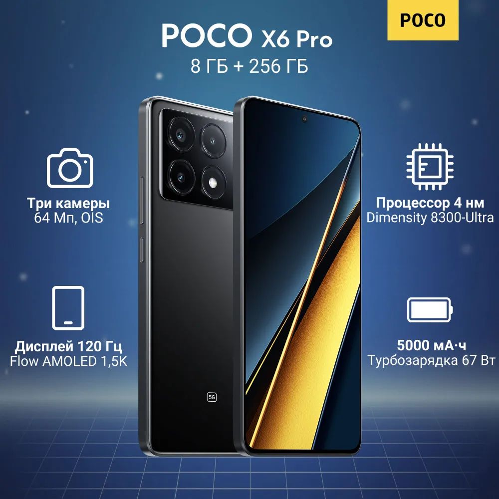 PocoСмартфонX6Pro8/256ГБGlobal8/256ГБ,черный