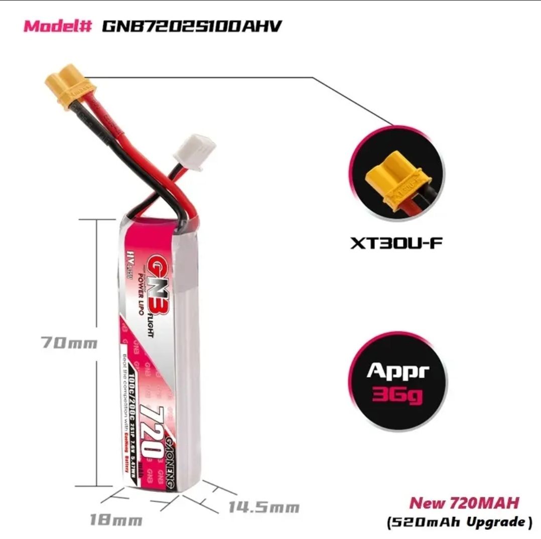 Аккумулятор LiPo GNB 720 mAh 2S HV