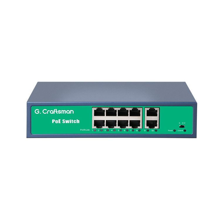 ELOCKSAR Коммутатор GC-Q82A G.Craftsman PoE (свитч) 8 портов PoE 10/100Mbps + 2 порта uplink 10/100/1000, черный