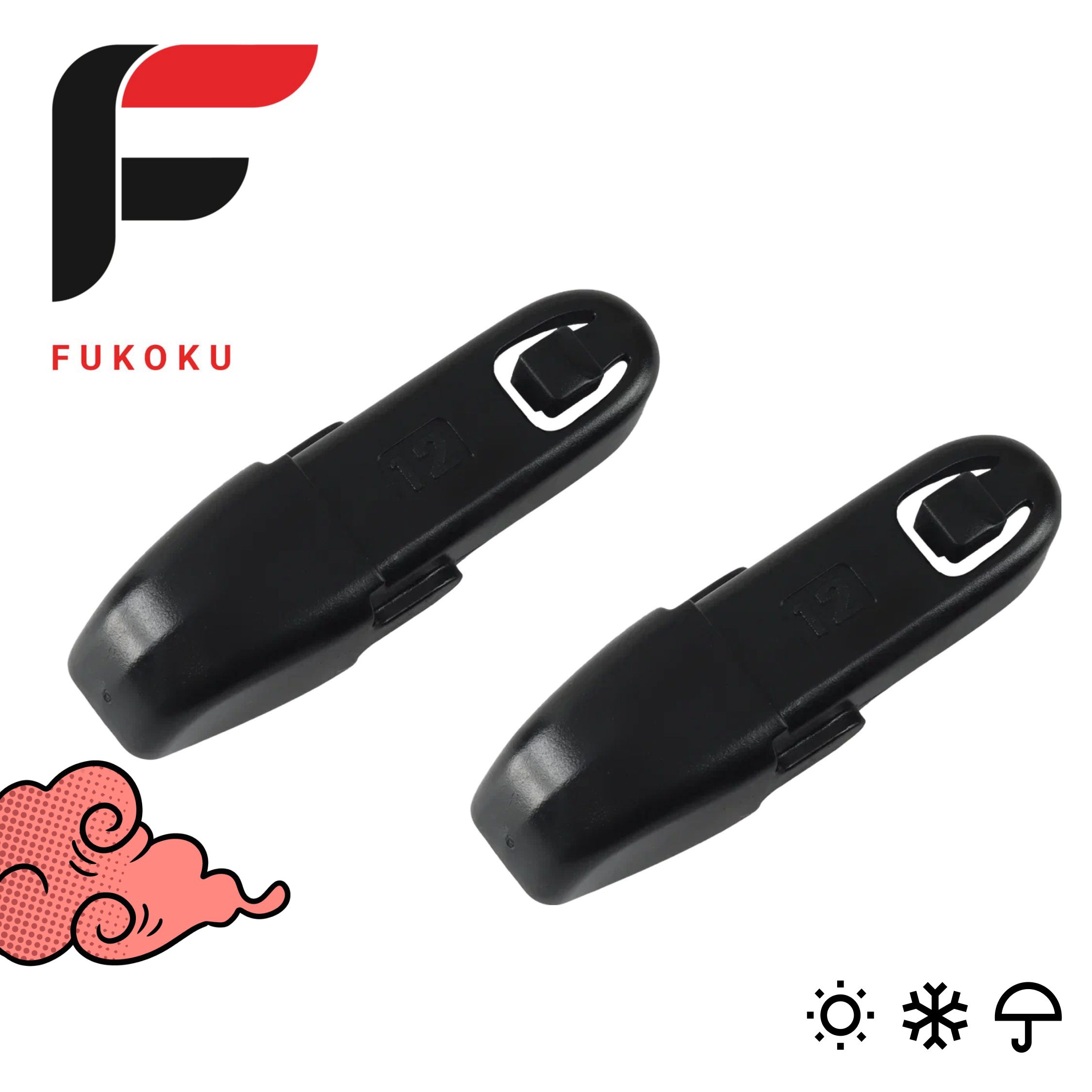 Адаптер Fukoku FA12 DNTL1.1 Push Button 15mm - 2 шт. Корея. Переходник для щеток стеклоочистителя и дворников автомобиля