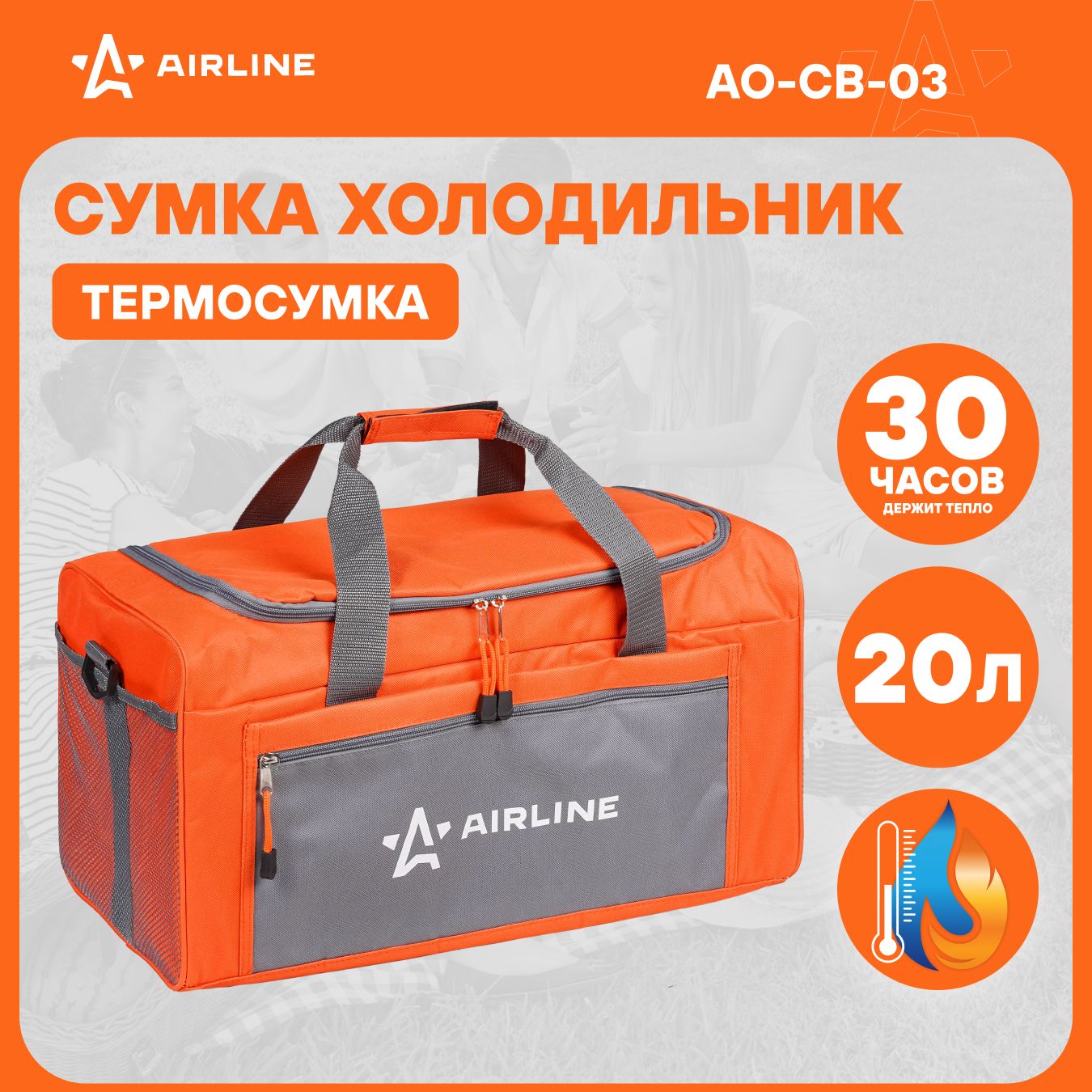 Сумка холодильник термосумка 20 л, 43*23*22 см AIRLINE AO-CB-03