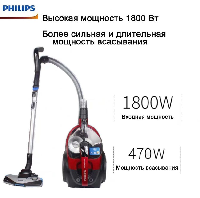 Philips Бытовой пылесос FC9735 / 81 , красный, черный.xz