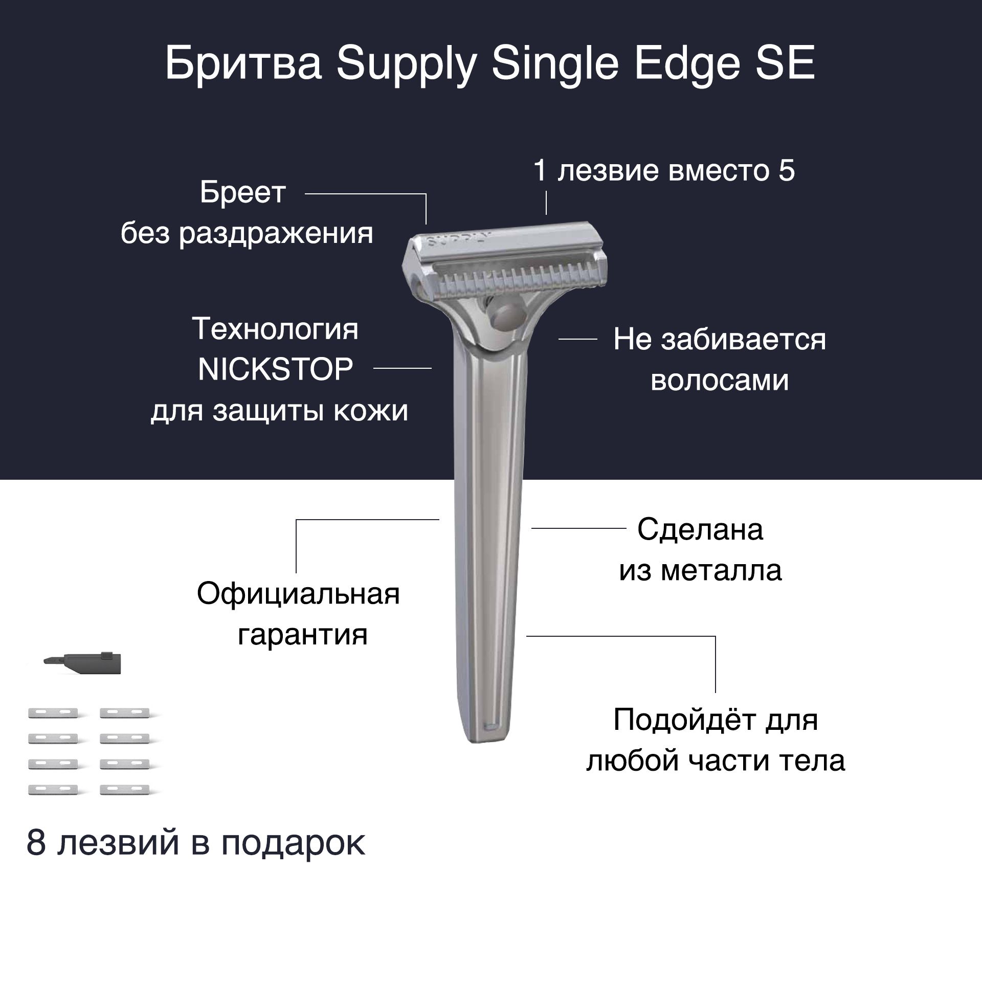 БритваSupplySingleEdgeSE.Бритвенныйстанокс1лезвием.