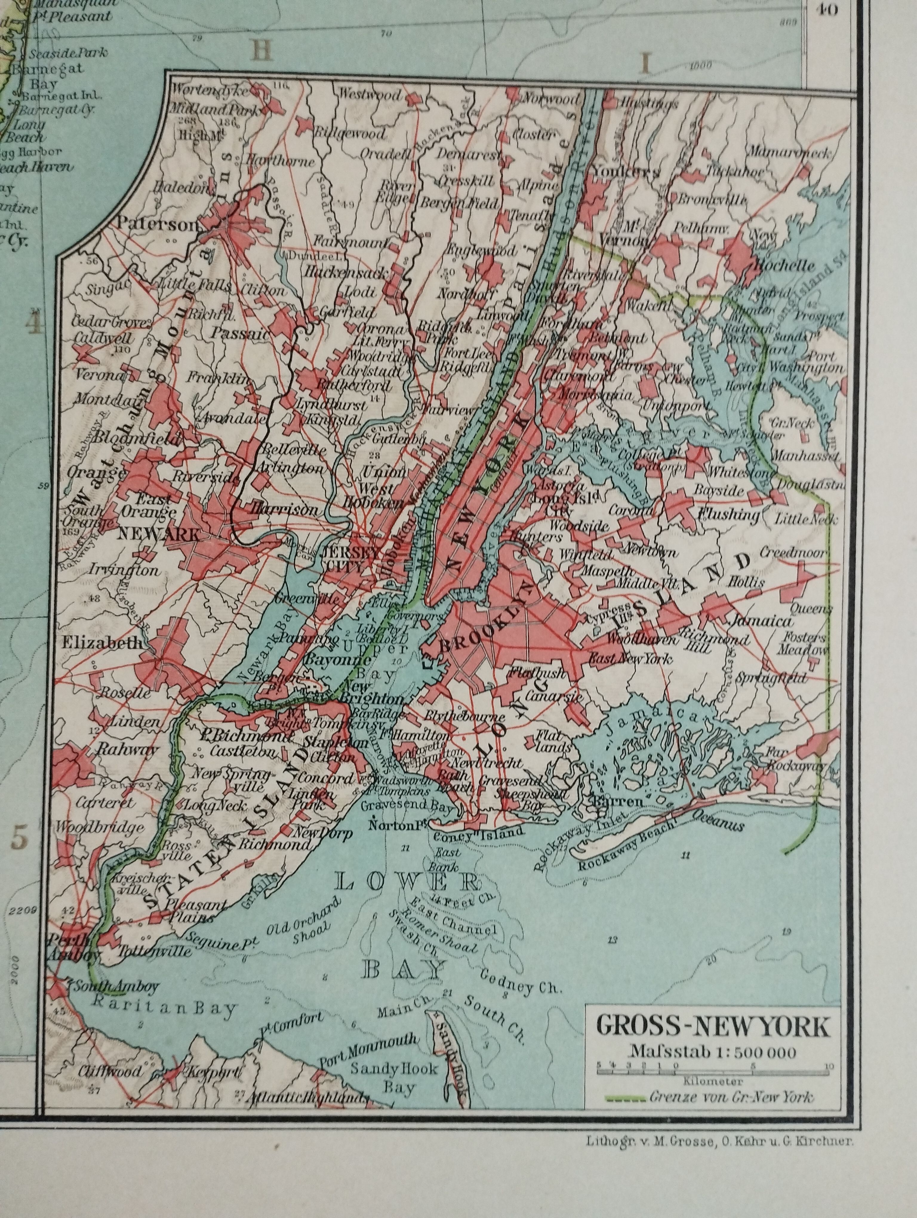 Географическая карта антикварная. Север США. 1913 год