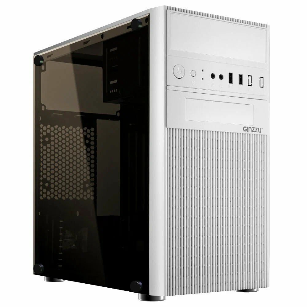 Корпусдляпкбелый,Micro-ATX,Ginzzu,D290,безБП