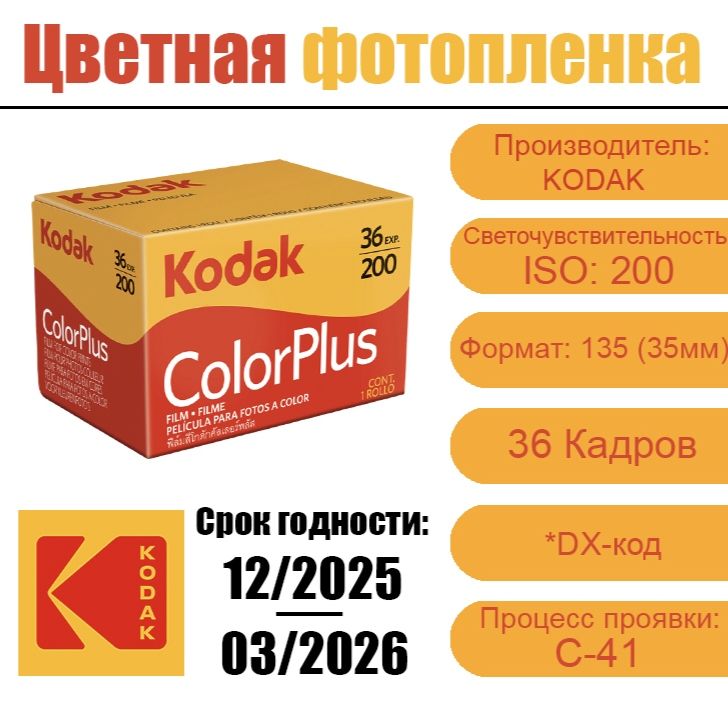 Фотопленка Kodak Color Plus 200-135 для фотоаппарата ( 36 кадров )