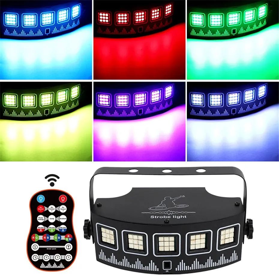 Светодиодный стробоскоп Disco LED Strobe 10 RGB с ПДУ,Мигающие огни дискотеки