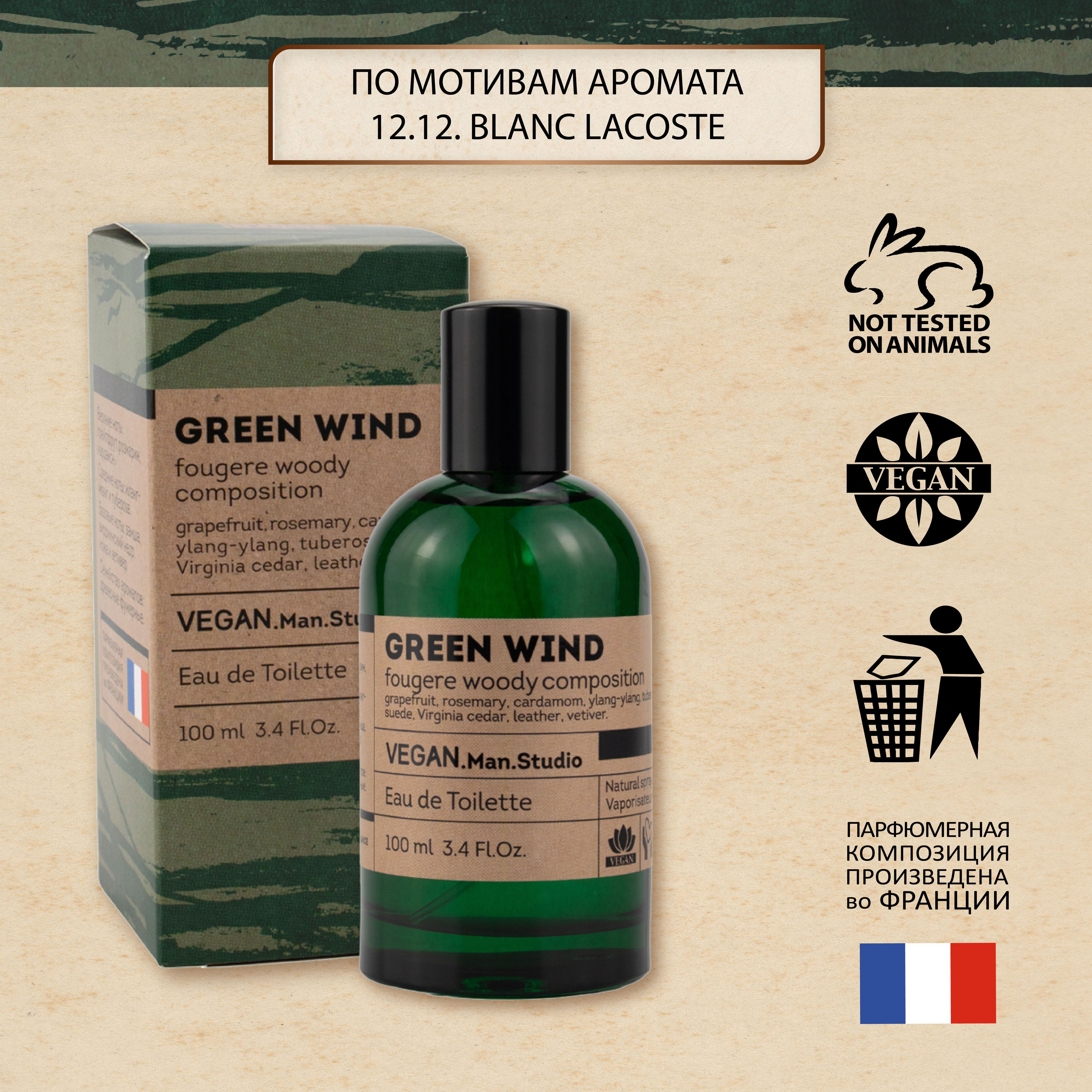 Туалетная вода мужская Green Wind 100 мл. Древесный свежий цитрусовый, подарок мужчине