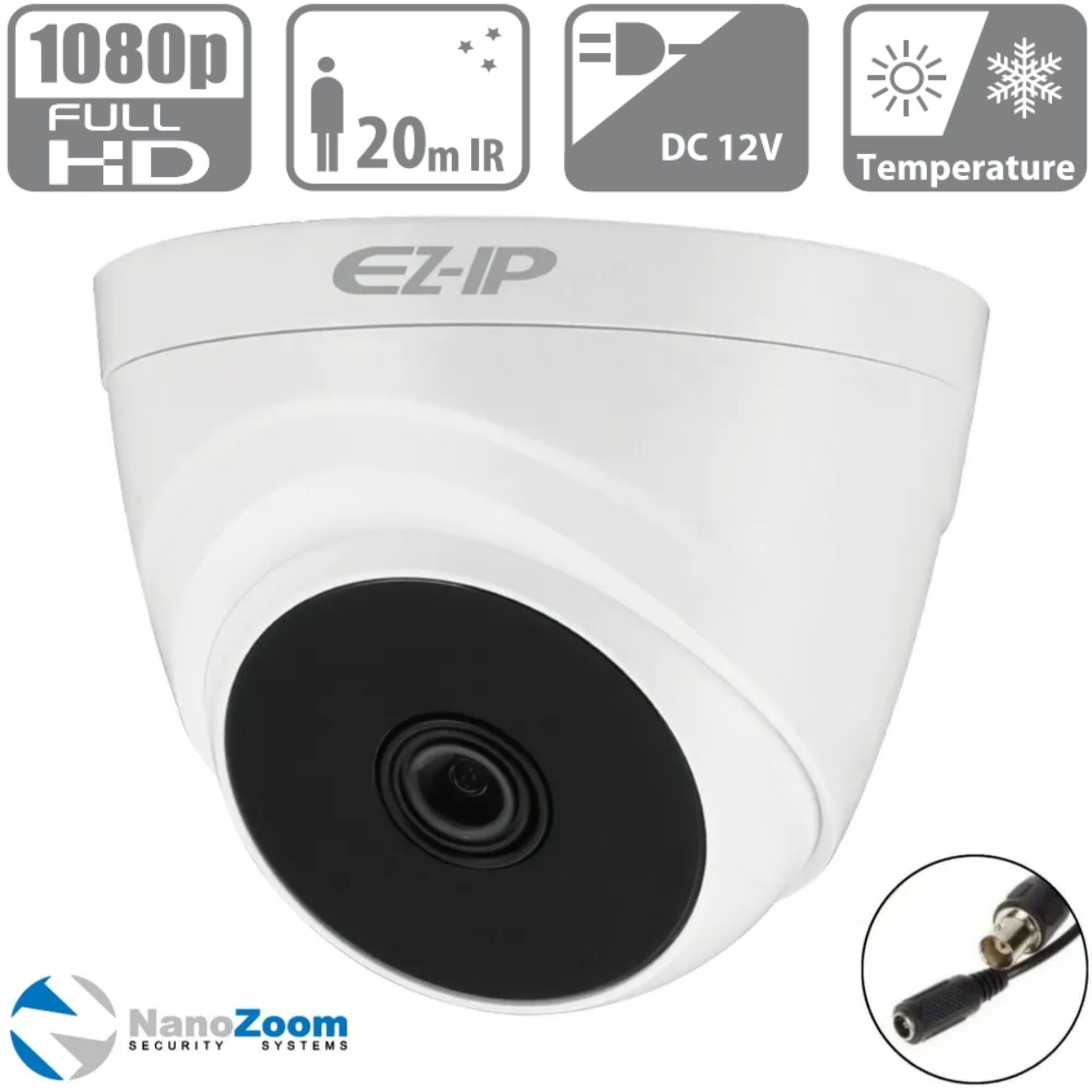 EZ-IP EZ-HAC-T1A21P-0280B 2Мп 2,8 мм - камера видеонаблюдения HDCVI уличная, аналоговая купольная HDCVI-видеокамера для улицы с ИК-подсветкой, 1920x1080 Full HD, CMOS