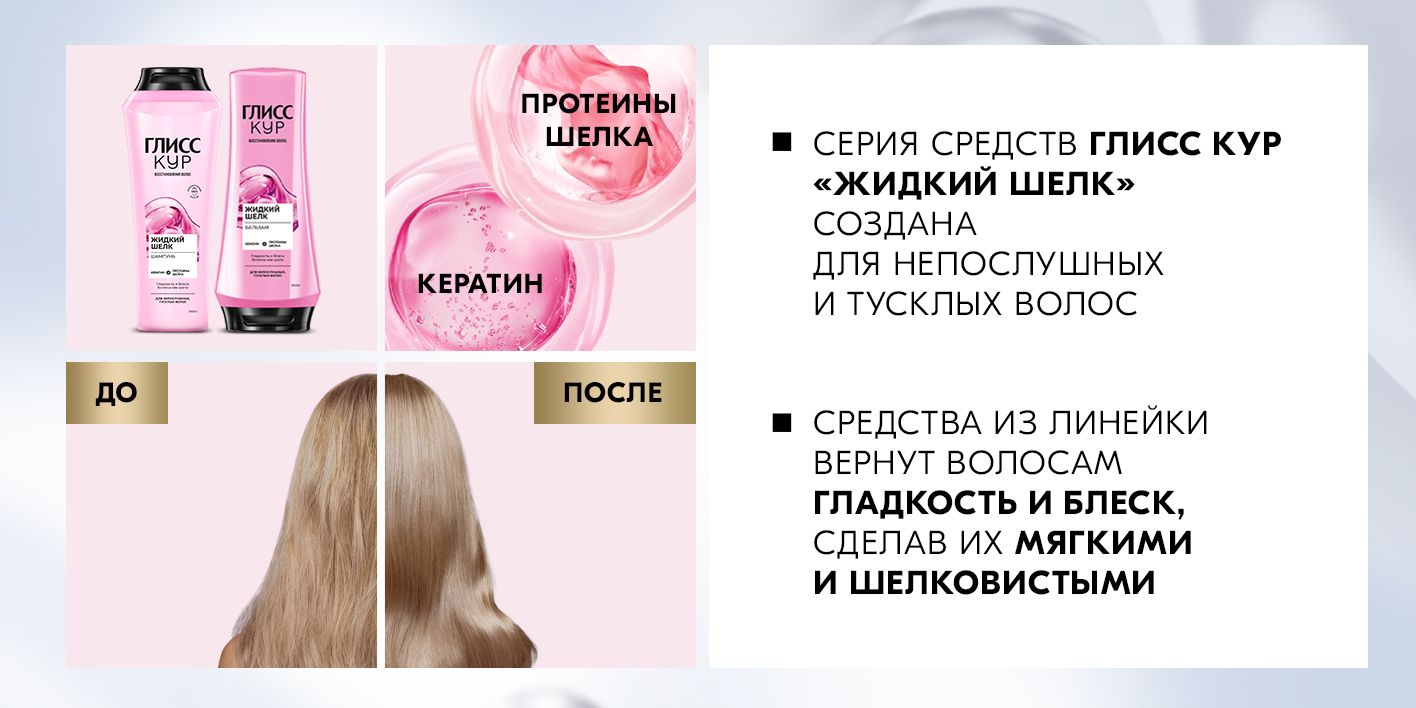 Глисс Кур Бальзам кондиционер для волос женский Жидкий шелк, 360 мл(图3)