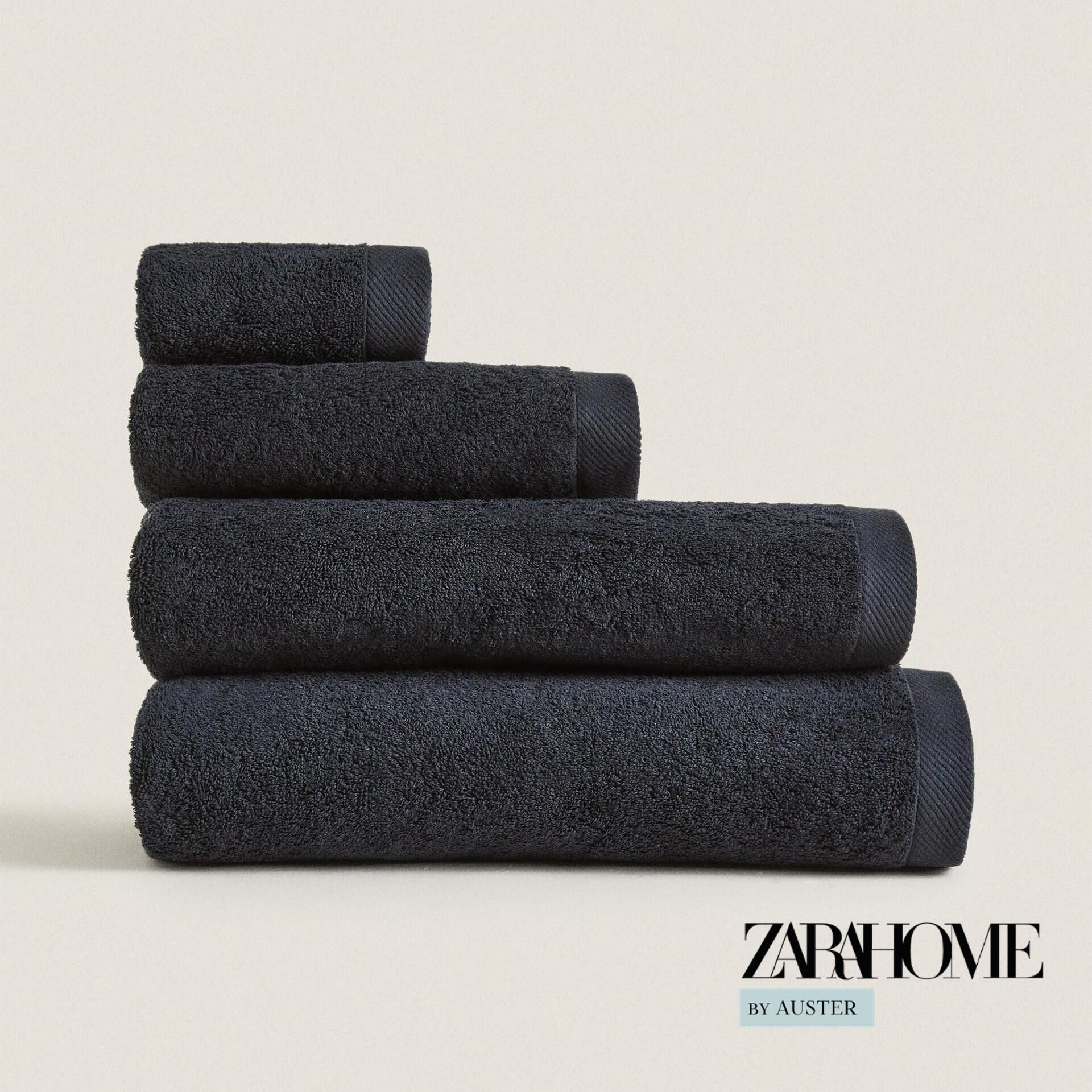 ZARA HOME Полотенце для лица, рук zara home - текстиль для ванной, Хлопок, 50x90 см, черный, 1 шт.