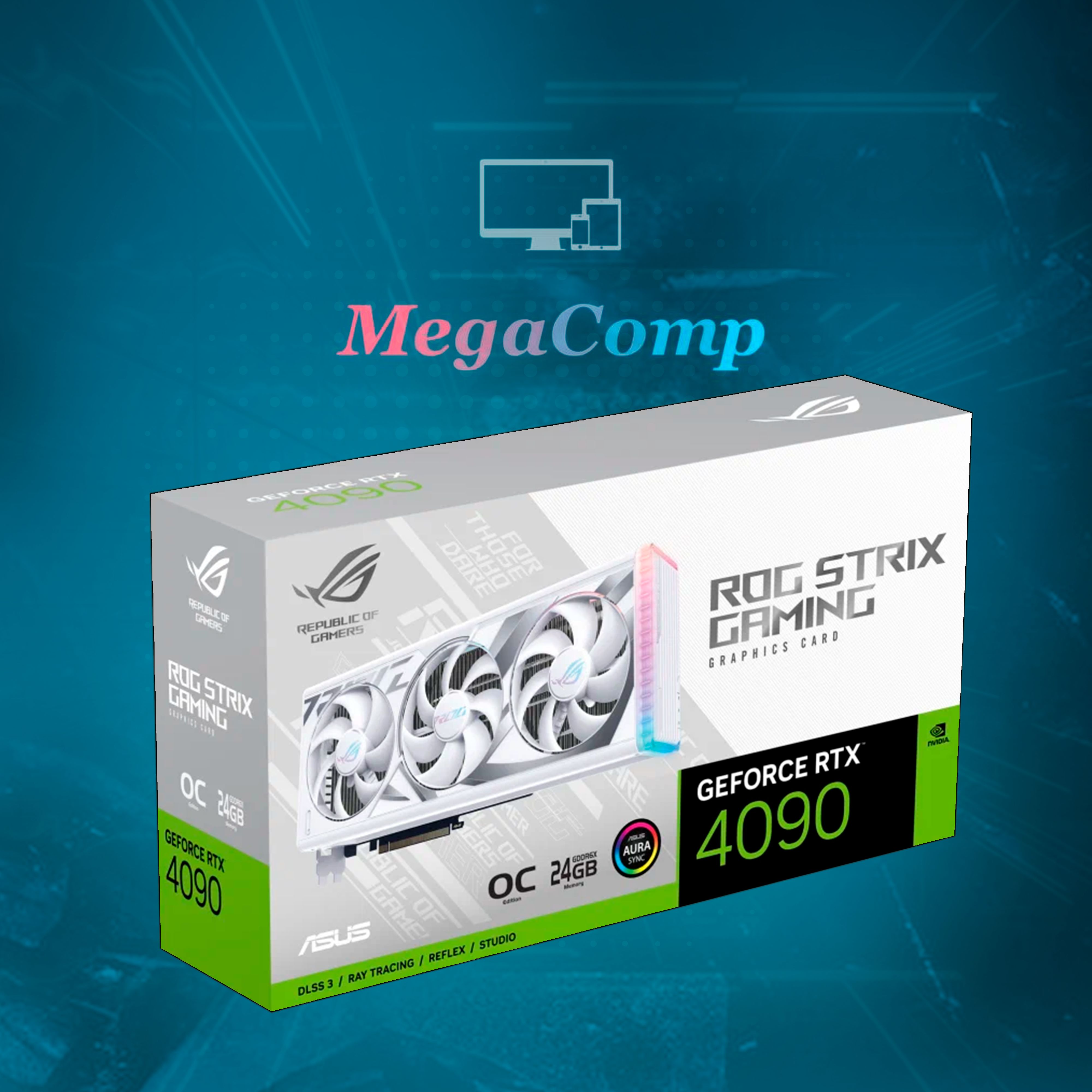 ASUSВидеокартаGeForceRTX4090ROGStrixOCEditionWhite24ГБ(ROG-STRIX-RTX4090-O24G-WHITE)