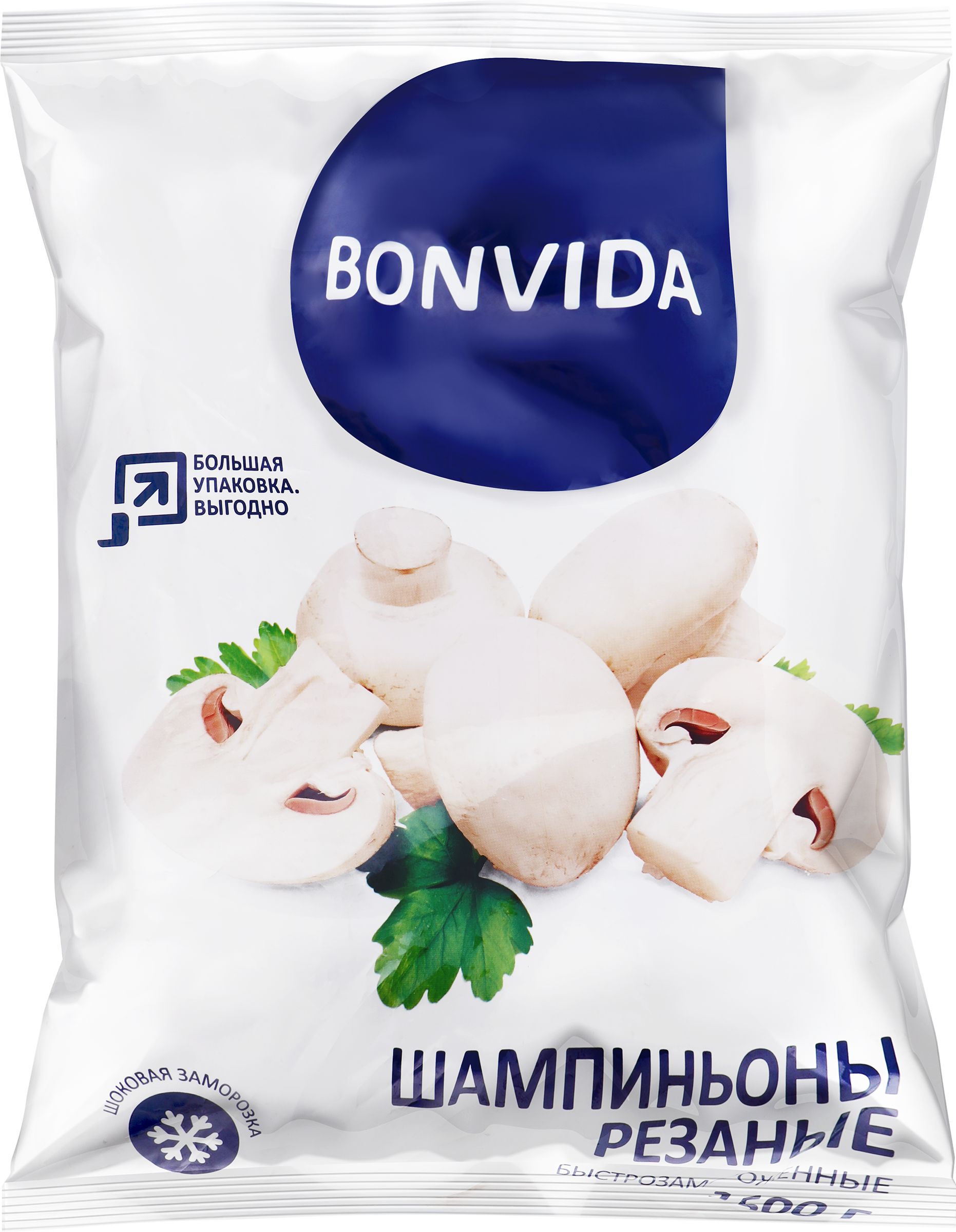 Грибы BONVIDA шампиньоны резаные, 1500г